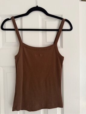Djerf Avenue Brown Ribbed Cami Tank Top